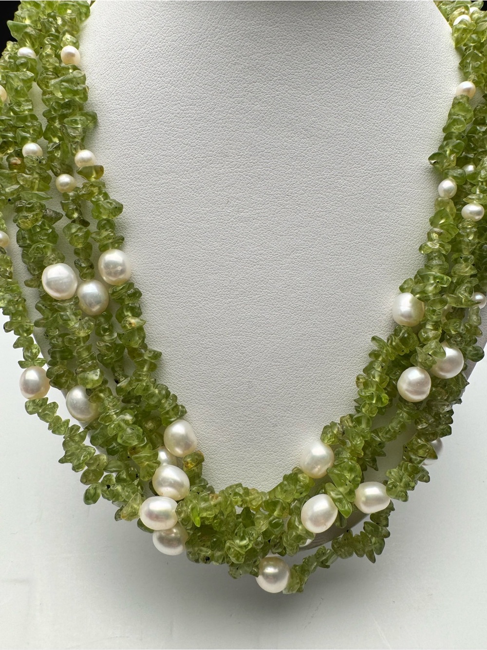 Peridot and Pearl Multi-Strand Necklace - Picture 4 of 11